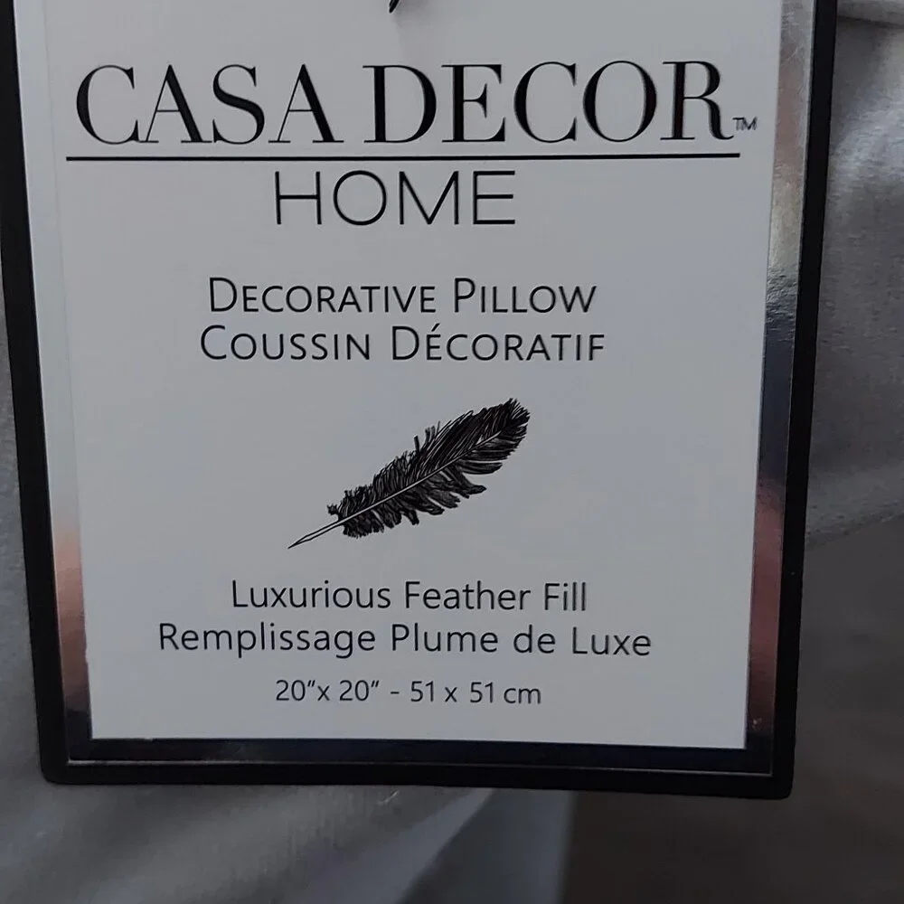 Grey Cream Home Decor Accent Feather Pillows Set of 2
